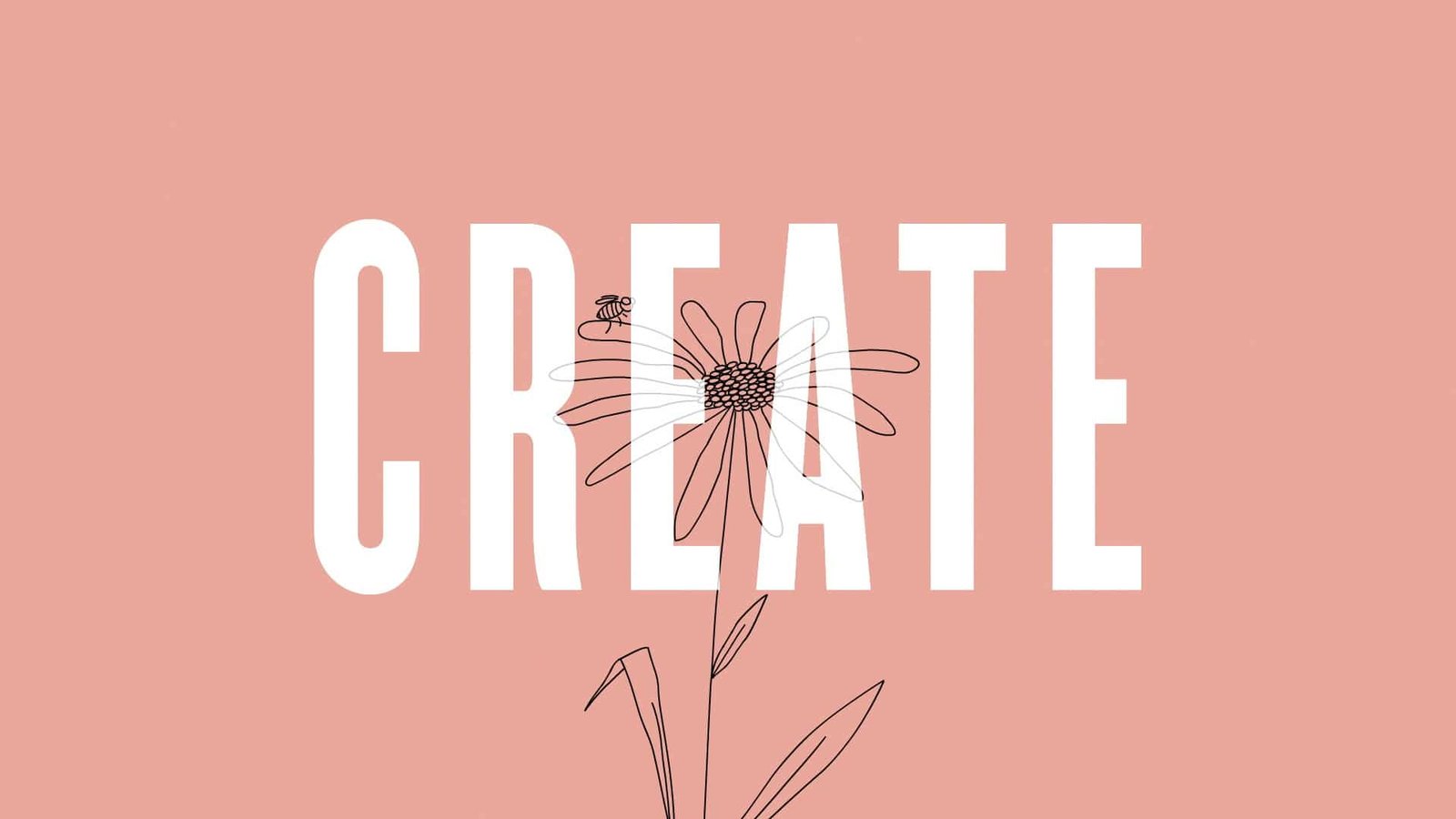 Un fond rose avec le mot "créer" dessus, inspiré du projet Build with Chrome.