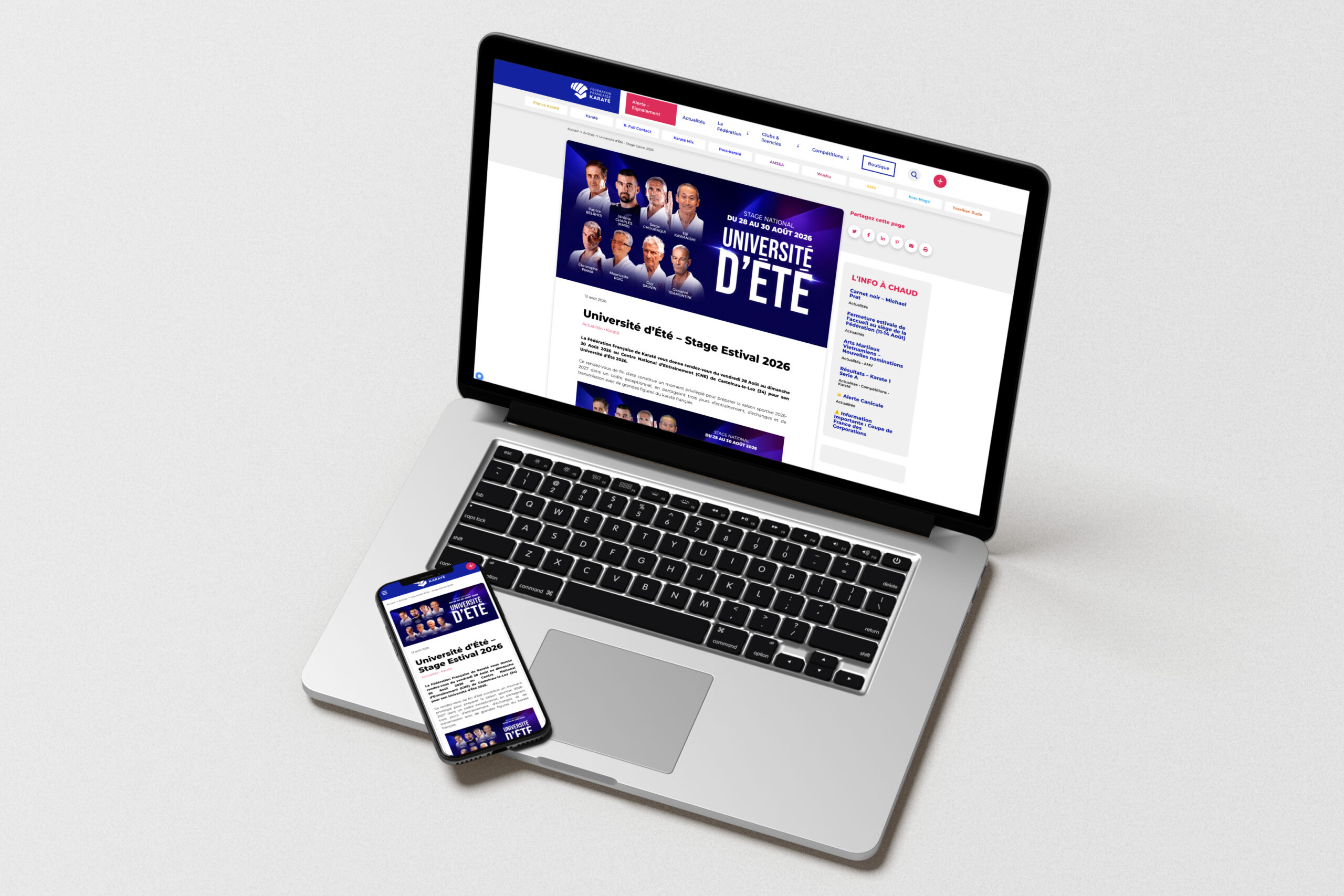 Aperçu du site Fédération Française de Karaté
