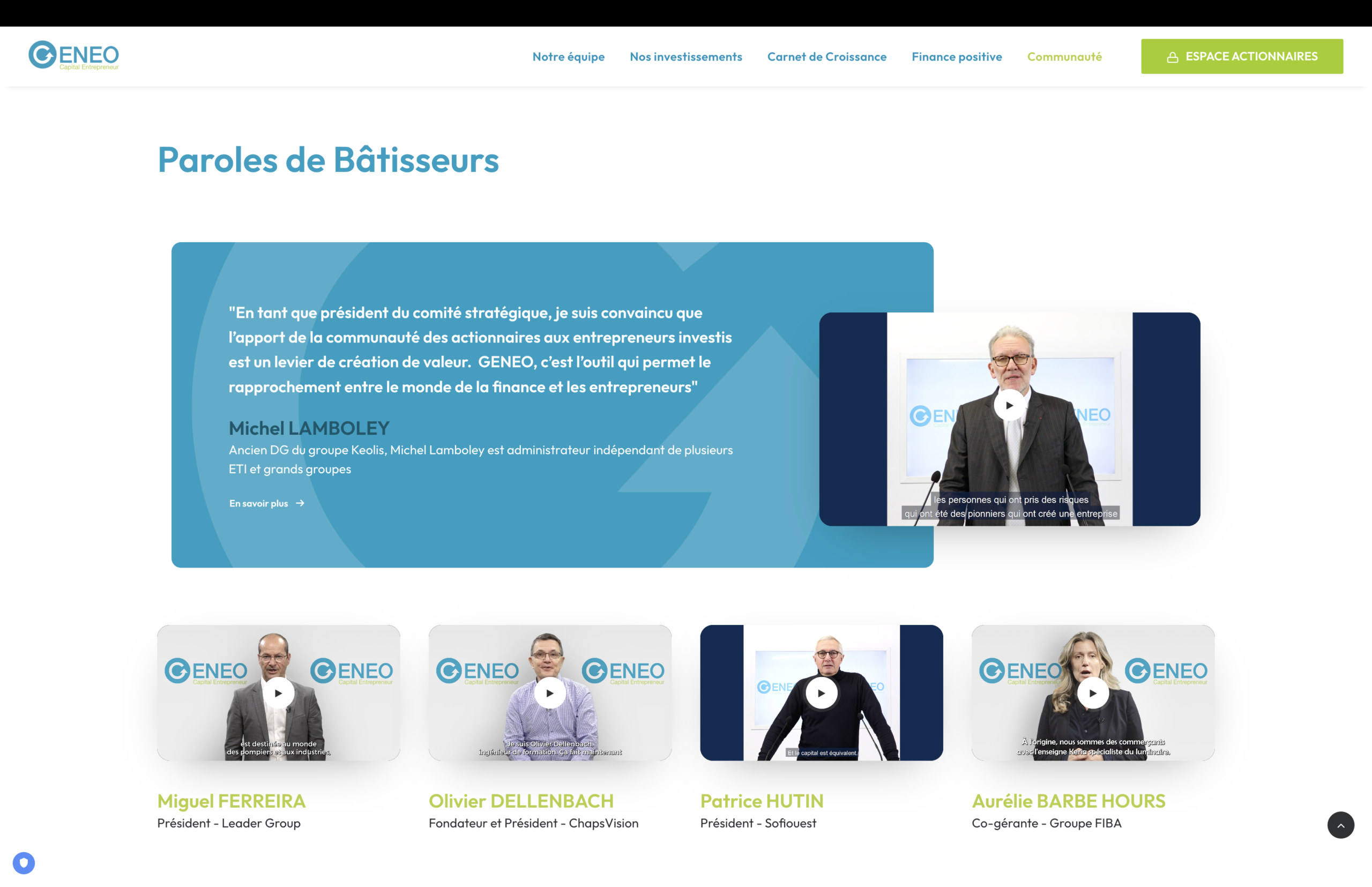 Aperçu du site Geneo Capital Entrepreneur