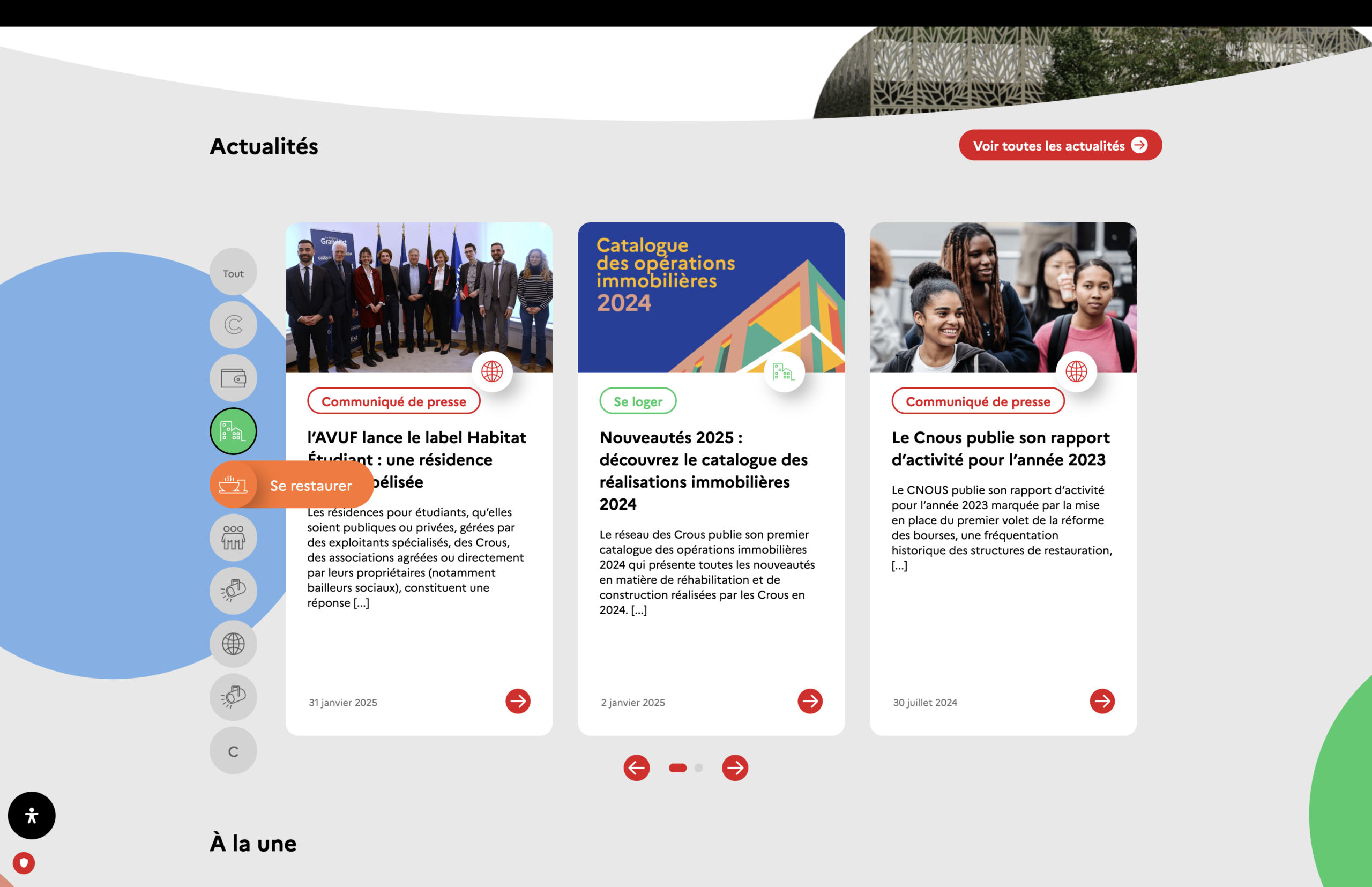 Aperçu du site CROUS